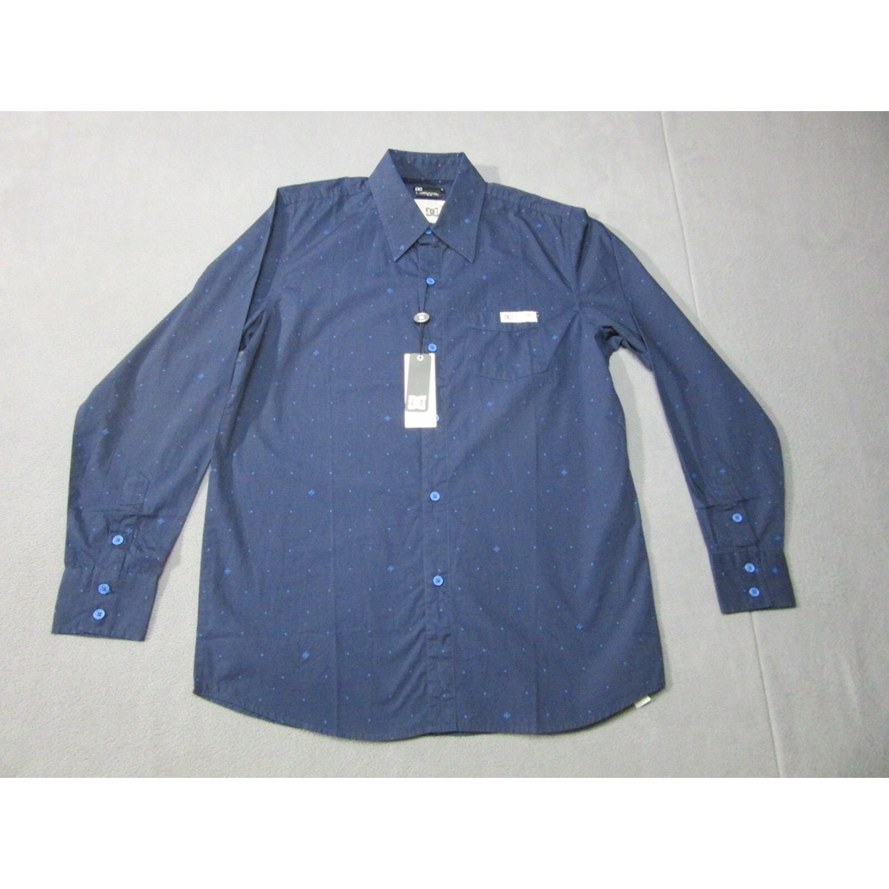 DC Shoes Button Up Mens Small Blue NEW Polka Dot Y2K Long Sleeve Skater Retro